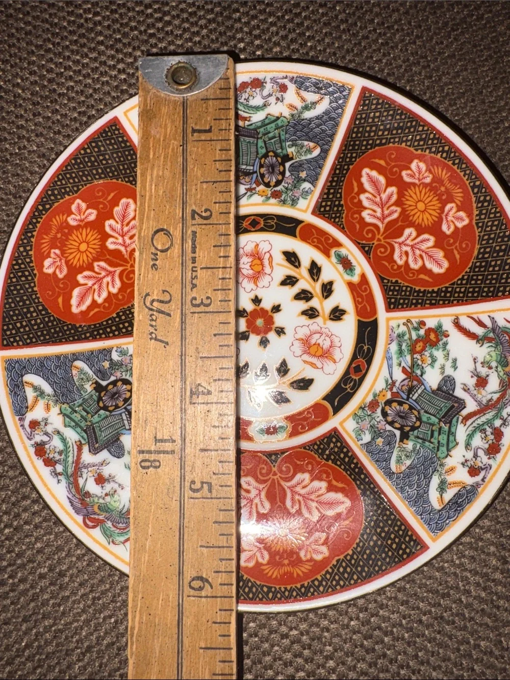 Ornate Red and Gold Floral Decorative Wall Plate